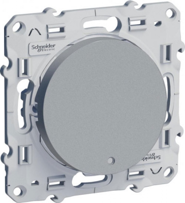 Переключатель 1-клавишный с подсветкой LED 10A (схема 6) Schneider Electric Odace Алюминий Schneider Electric Odace S53R263