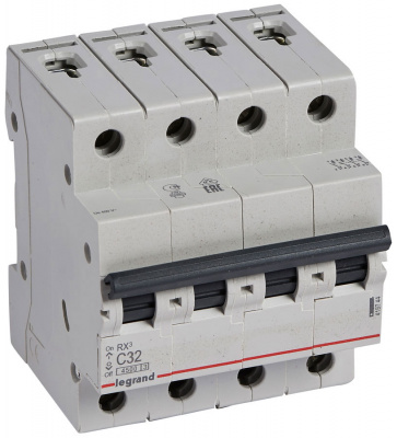 Автоматический выключатель 4P 32 A C 4,5kA Legrand RX3 Legrand RX3 419744