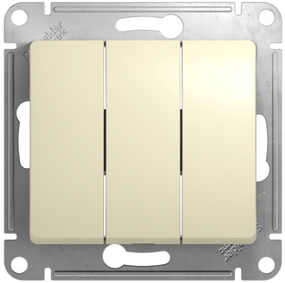 Выключатель 3-клавишный 10A (схема 3) Systeme Electric Glossa Бежевый Systeme Electric Glossa GSL000231