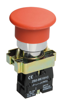 Кнопка управления LAY5-BC41 "Грибок" без подсветки красная 1з IEK IEK  BBG70-BC-K04