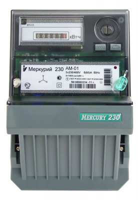 Счетчик 3Ф 1T min 5A/max 60A 3x230/400V класс 1 Меркурий 230AM-01 Меркурий 230AM 230AM-01