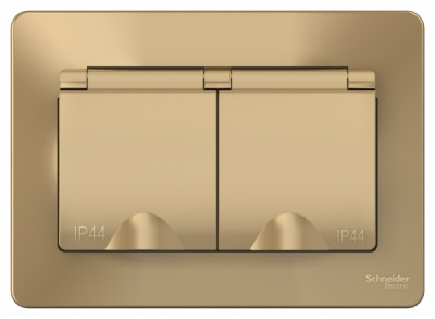 Розетка двойная с заземлением со шторками с крышками скрытой установки 16A 250В IP44 Systeme Electric Blanca Титан Systeme Electric Blanca BLNRS441124