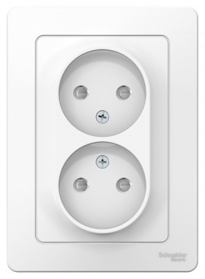 Розетка двойная без заземления со шторками скрытой установки 16A 250В Systeme Electric Blanca Белый Systeme Electric Blanca BLNRS000121