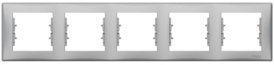 Рамка 5-постовая горизонтальная Schneider Electric Sedna Алюминий Schneider Electric Sedna SDN5800960