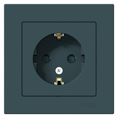 Розетка с заземлением со шторками 16A в сборе Schneider Electric AtlasDesign Изумруд Systeme Electric AtlasDesign ATN000844