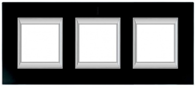 Рамка прямоугольная вертикальная немецкий стандарт 2+2+2 мод Bticino Axolute Черное стекло  Bticino Axolute HA4802/3VNN