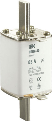 Вставка предохранителя плавкая габарит 1 63A IEK ППНИ-35 IEK  DPP30-063