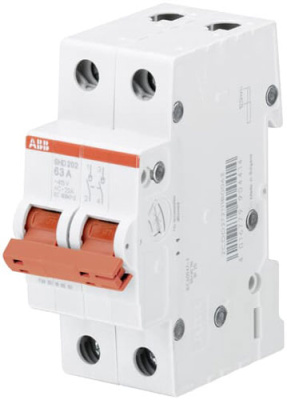 Рубильник модульный 2P 50A с красной ручкой ABB SHD202 ABB  2CDD272111R0050