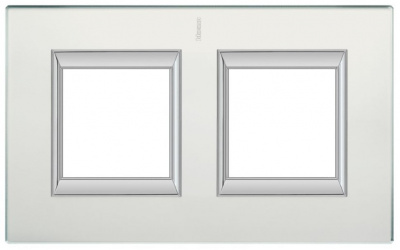 Рамка прямоугольная вертикальная немецкий стандарт 2+2 мод Bticino Axolute Матовое стекло  Bticino Axolute HA4802/2VSA