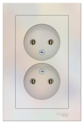 Розетка двойная без заземления 16A в сборе Schneider Electric AtlasDesign Жемчуг Systeme Electric AtlasDesign ATN000420