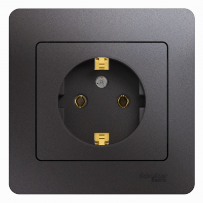Розетка с заземлением 16A 250В в сборе Systeme Electric Glossa Графит Systeme Electric Glossa GSL001342