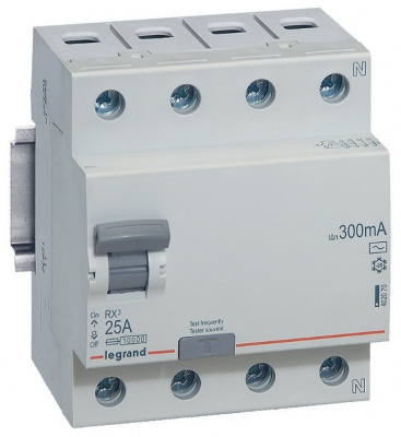 Устройство защитного отключения 4P 25A тип AC 300mA Legrand RX3 Legrand RX3 402070