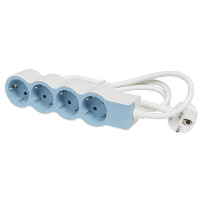Удлинитель с заземлением 4 розетки с кабелем 1,5 м Legrand Белый/Голубой Legrand  694554