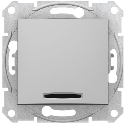 Выключатель 1-клавишный с подсветкой 10A Schneider Electric Sedna Алюминий Schneider Electric Sedna SDN1400160