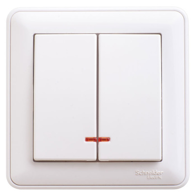 W59 2-клавишный Выключатель с подсв. 10АХ, в сборе, белый Schneider Electric Schneider Electric  VS510-251-18