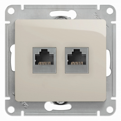 Розетка двойная RJ11+RJ45 кат.5E механизм Systeme Electric Glossa Молочный Systeme Electric Glossa GSL000985