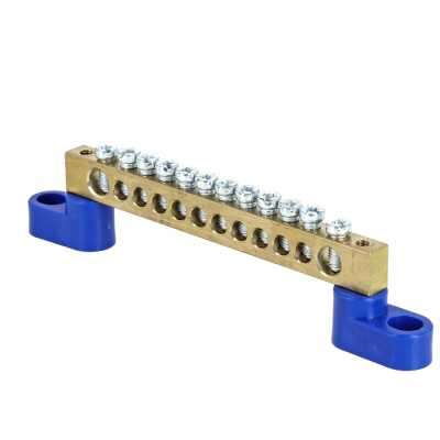 Шина "0" 8х12мм 12 отверстий латунь 2 синих угловых изолятора EKF PROxima N EKF PROxima sn0-125-12-2