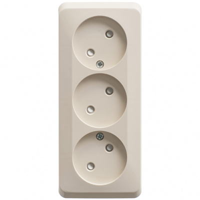 Этюд о/у тройная Розетка без заземления со штороками 16А 250B, кремовый, россия SE Systeme Electric Этюд PA16-010K