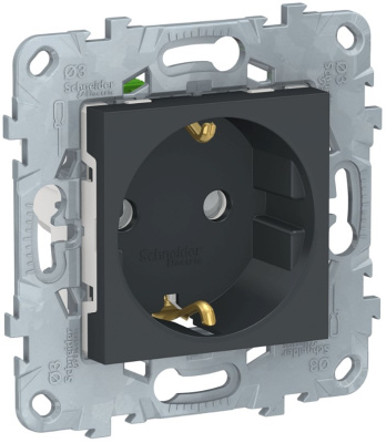 Розетка с заземлением со шторками с быстрозажимными клеммами Schneider Electric Unica New Антрацит Schneider Electric Unica New NU505754