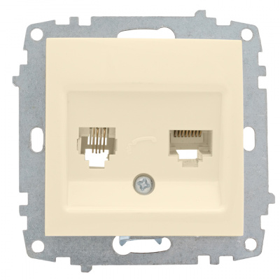 Механизм розетки RJ-45+Phone без рамки EKF PROxima Милан Бежевый EKF Милан EMK00-135-20