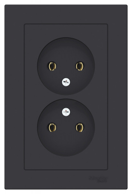 Розетка двойная без заземления16A в сборе Schneider Electric AtlasDesign Карбон Systeme Electric AtlasDesign ATN001020
