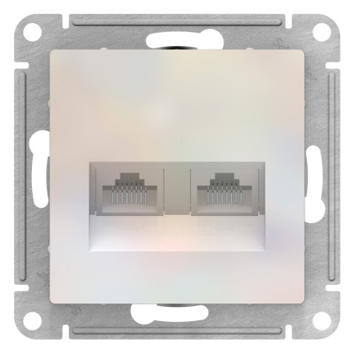 Розетка двойная компьютерная RJ45+RJ45 кат.5E механизм Schneider Electric AtlasDesign Жемчуг Systeme Electric AtlasDesign ATN000485