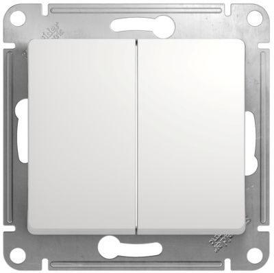 Переключатель 2-клавишный 10A (схема 6+6) Systeme Electric Glossa Белый Systeme Electric Glossa GSL000165