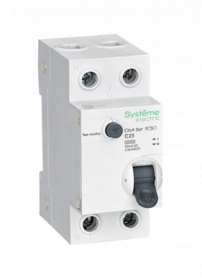Дифавтомат 1P+N С 25А 4.5kA 30мА типAC 230В SE City9 Set (АВДТ) Systeme Electric City9 Set C9D34625