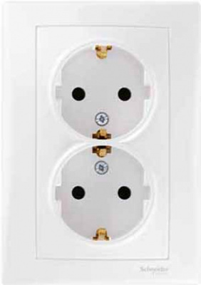 Розетка 2-я с заземлением в сборе с рамкой Schneider Electric Sedna Белый Schneider Electric Sedna SDN3000621