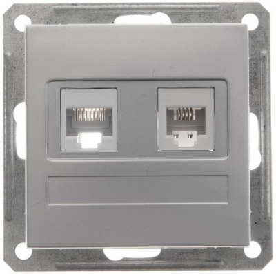 Розетка телефонная RJ11 + компьютерная RJ45 кат.5е Wessen 59 Матовый хром Wessen Wessen 59 RSI-251TK5E-5-86