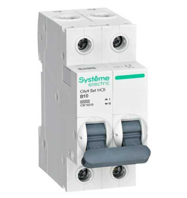 Systeme Electric City9 Set Автомат (АВ) B 10А 2P 6kA 230В Systeme Electric City9 C9F16210