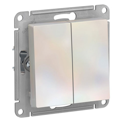 SE AtlasDesign Выключатель Кнопочный 2-клавишный Жемчуг сх.2 10А механизм Systeme Electric AtlasDesign ATN000417
