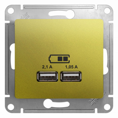 Розетка USB A+A 5В/2,1 А 2х5В/1,05 А механизм Systeme Electric Glossa Фисташковый Systeme Electric Glossa GSL001033