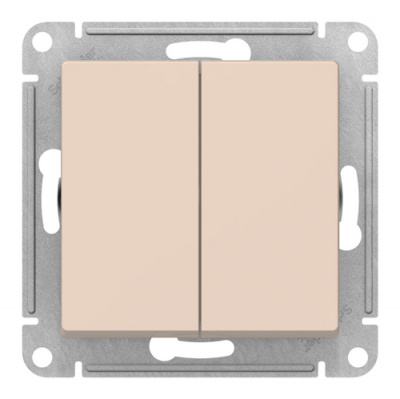SE AtlasDesign Переключатель перекрестный 2-клавишный  2 x сх. 7, 10АХ, механизм Бежевый Systeme Electric AtlasDesign ATN000273