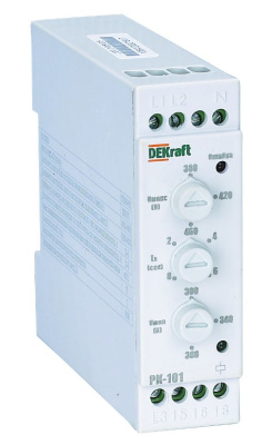 Реле контроля фаз Umin 300-400VAC Umax 400-600VAC DEKraft РК101-02 DEKraft РК-101 23301DEK