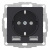 Розетка 16А c 2 USB A+A, 5В/2,4А, 2х5В/1,2 А, механизм Schneider Electric AtlasDesign Карбон Systeme Electric AtlasDesign ATN001030