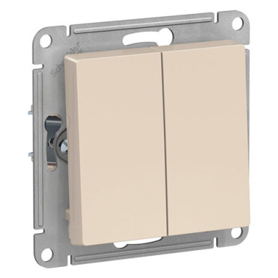 SE AtlasDesign Выключатель Кнопочный 2-клавишный Бежевый сх.5 10АХ механизм Systeme Electric AtlasDesign ATN000217
