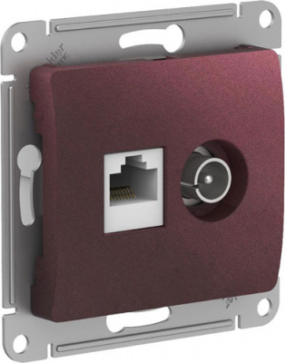 Розетка двойная ТВ + компьютерная RJ45 кат. 5Е механизм Systeme Electric Glossa Баклажановый Systeme Electric Glossa GSL001189