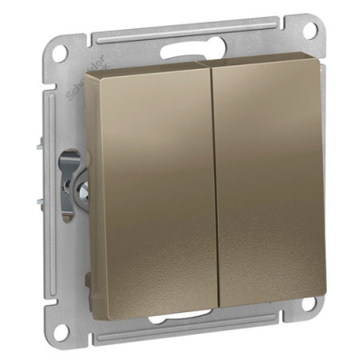 SE AtlasDesign Выключатель Кнопочный 2-клавишный Шампань сх.2 10А механизм Systeme Electric AtlasDesign ATN000517