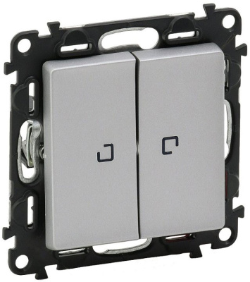 Выключатель 2-клавишный на 2 направления с подсветкой 10A Legrand Valena Life Алюминий Legrand Valena Life 752628