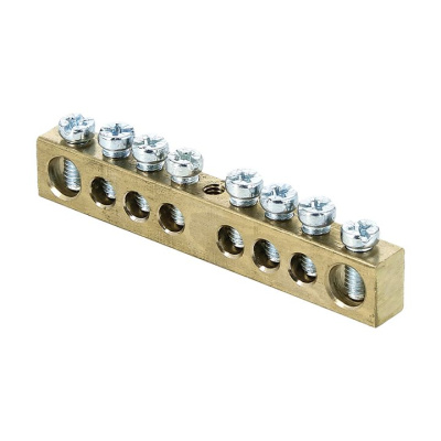 Шина "ноль-земля" 6x9мм 8 отверстий латунь крепеж по центру EKF PROxima PEN EKF PROxima sn0-63-08