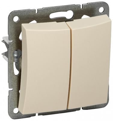 Выключатель 2-клавишный 10A (схема 5) SE Дуэт Бежевый Schneider Electric Дуэт WDE000251