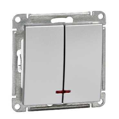 W59 2-клавишный Выключатель с подсв. 10АХ, механизм, матовый хром Schneider Electric Systeme Electric  VS510-251-5-86