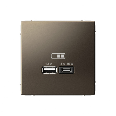 ARTGALLERY USB РОЗЕТКА A + тип-C 45Вт высокоскор.заряд. QC, PD, механизм, МОККО Systeme Electric ArtGallery GAL000629
