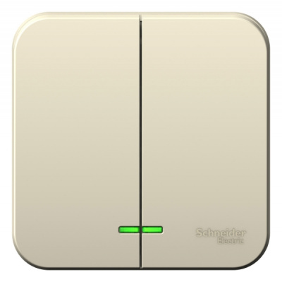 Выключатель 2-клавишный накладного монтажа с подсветкой с изолирующей пластиной 10A 250B Systeme Electric Blanca Молочный Systeme Electric Blanca BLNVA105112