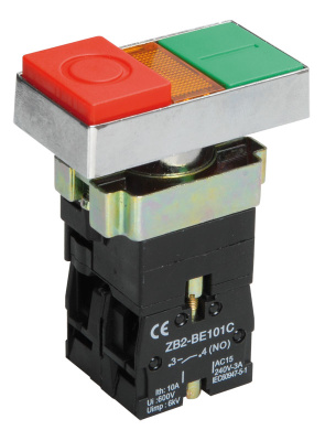 Кнопка управления LAY5-BW8465 "I-O" сдвоенная с подсветкой IEK IEK  BBD40-BW-K51
