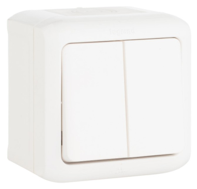 Выключатель 2-клавишный 10A IP44 IEK Quteo Белый IEK Quteo 782302