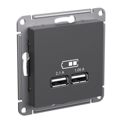 SE AtlasDesign Розетка USB Базальт A+A 5В/21 А 2х5В/105 А механизм Systeme Electric AtlasDesign ATN001433
