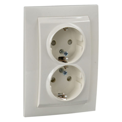 Розетка 2-ая с заземлением с защитными шторками винт. зажим литая Schneider Electric Unica Бежевый Schneider Electric Unica MGU23.067.25D