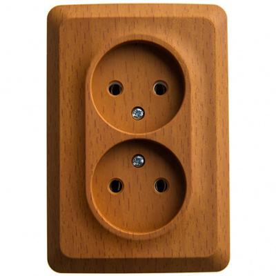 Этюд о/у двойная угловая Розетка без заземления без шторок 16А, бук, россия SE Systeme Electric Этюд PA16-105T